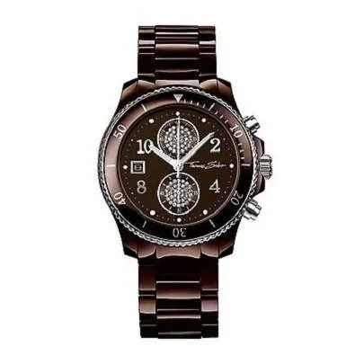 Thomas Sabo Jewellery Thomas Sabo Chronograph Brown Ceramic Bracelet Watch, WA0093-238-205