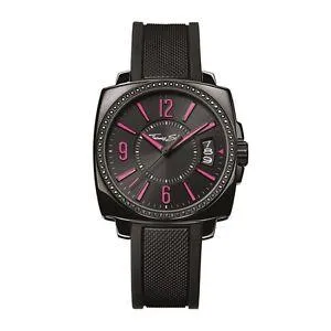 Thomas Sabo Jewellery Thomas Sabo Square Rebel Black & Neon Pink Silicone Watch WA0105-208-203