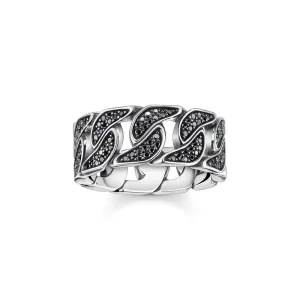 Thomas Sabo Rebel Sterling Silver Curb Oxidised Black CZ Ring Sterling Silver	Jewelry