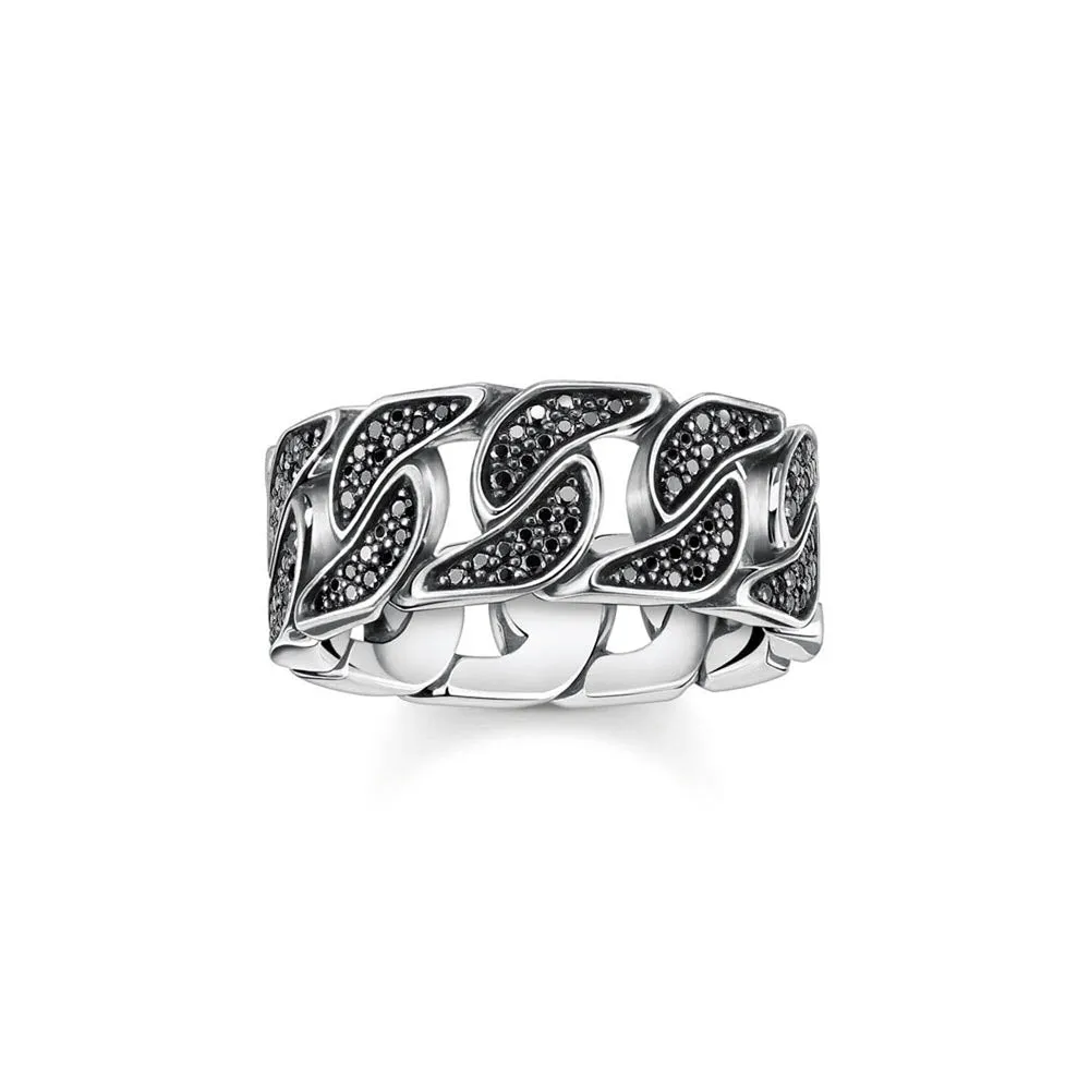 Thomas Sabo Rebel Sterling Silver Curb Oxidised Black CZ Ring Sterling Silver	Jewelry