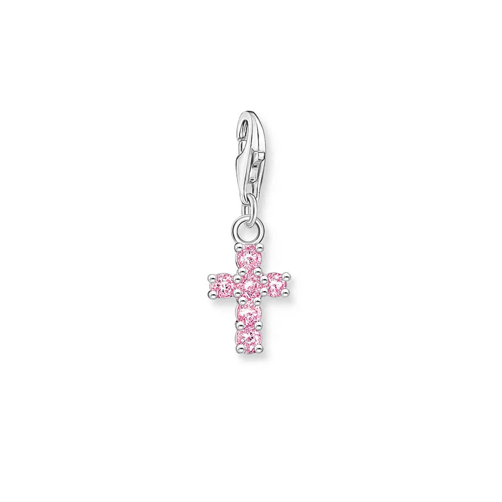 Thomas Sabo Sterling Silver Charmista Pink Zirconia Cross Charm Sterling Silver	Jewelry