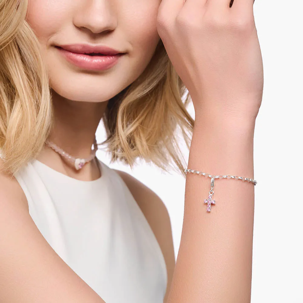 Thomas Sabo Sterling Silver Charmista Pink Zirconia Cross Charm Sterling Silver	Jewelry