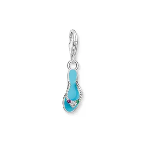 Thomas Sabo Sterling Silver Charmista Turquoise Flip Flop CZ Charm Sterling Silver	Jewelry