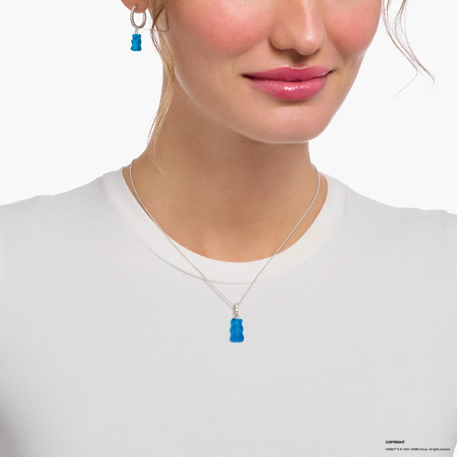 Thomas Sabo Sterling Silver Haribo Blue Blueberry Bear Pendant on 40-45cm Chain Sterling Silver	Jewelry