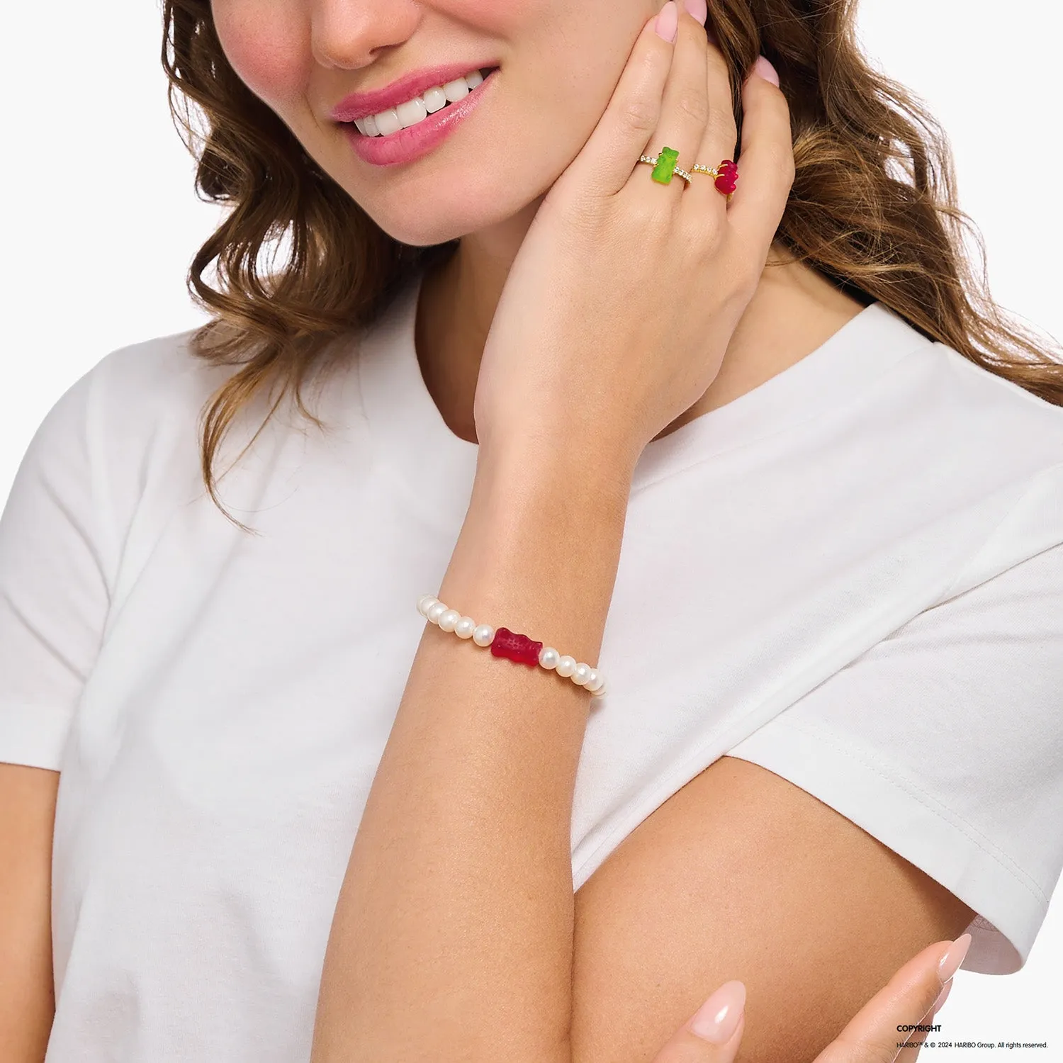 Thomas Sabo Sterling Silver Haribo Pearl Red Bear 17cm Bracelet Sterling Silver	Jewelry
