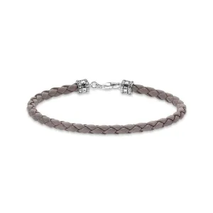 Thomas Sabo Sterling Silver Rebel Grey Braided Leather 17cm Bracelet Sterling Silver	Jewelry
