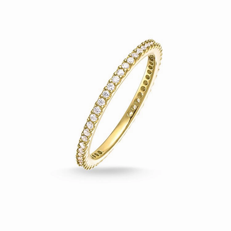 Thomas Sabo Yellow Gold Zirconia Set Pavé Eternity Ring TR1980-414-14