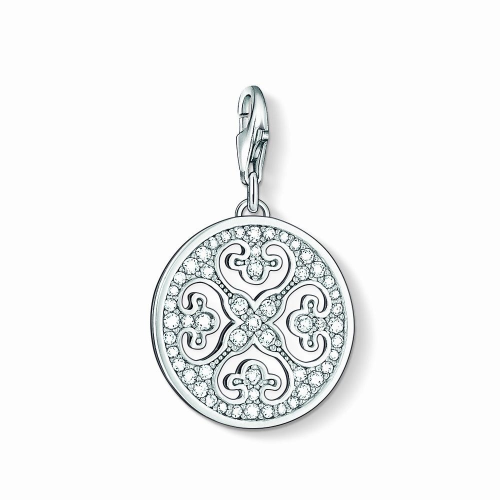 Thomas Sabo Zirconia Arabesque Disc Circle Silver Charm 0993-051-14