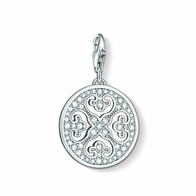 Thomas Sabo Zirconia Arabesque Disc Circle Silver Charm 0993-051-14