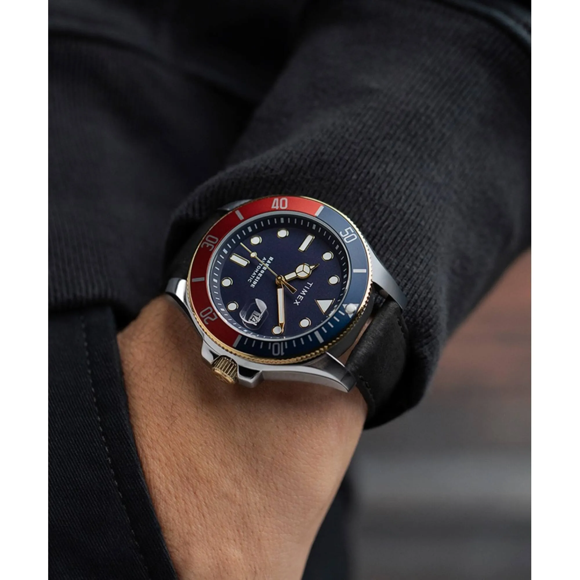 Timex Men's Automatic Watch - Harborside Coast Blue Dial Black Strap | TW2V72200VQ Timex Watches