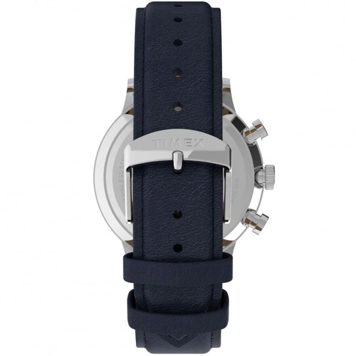 Timex Men's Chronograph Watch - Waterbury Blue Dial Leather Strap | TW2U04700VQ Timex Watches