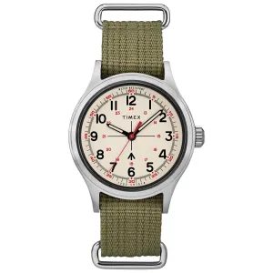 Timex Men's Quartz Watch - Todd Snyder Military Cream Dial Green Strap | TW2R78800JR Timex Watches
