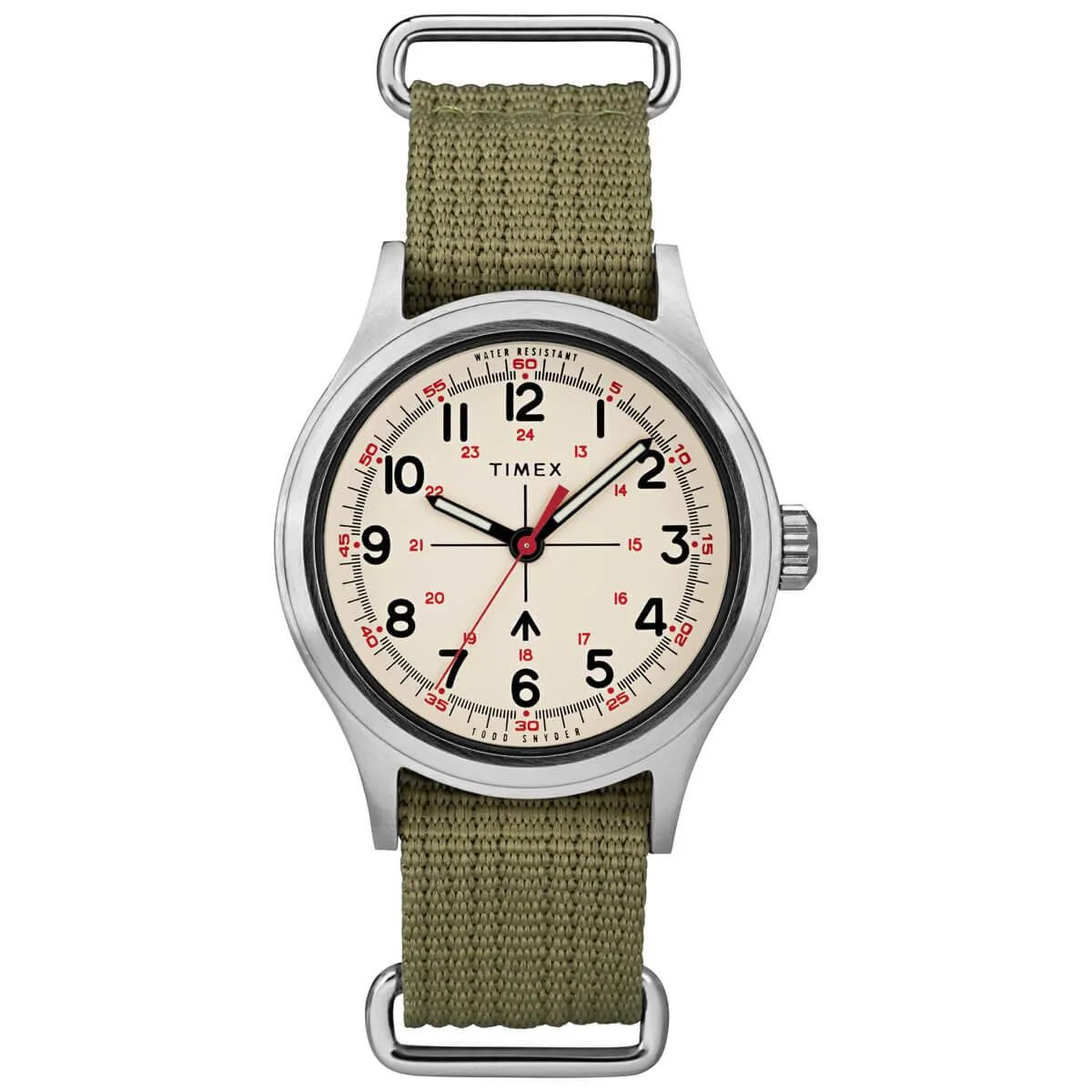 Timex Men's Quartz Watch - Todd Snyder Military Cream Dial Green Strap | TW2R78800JR Timex Watches