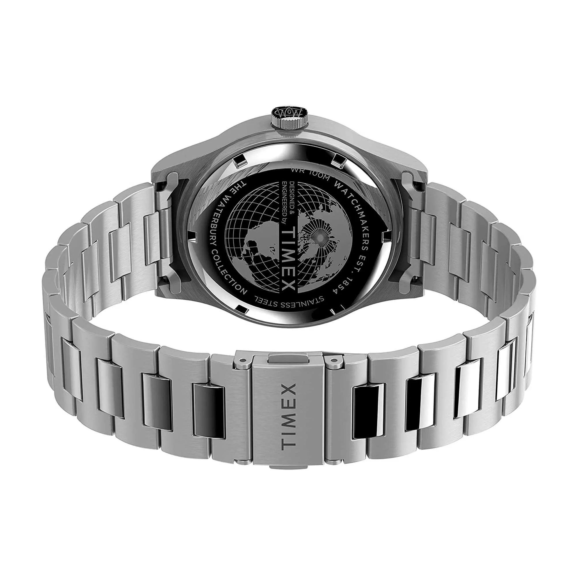 Timex Men's Quartz Watch - Waterbury Black and Silver Dial Bracelet | TW2U99300VQ Timex Watches