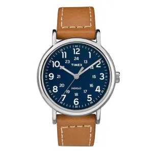 Timex Men's Strap Watch - Weekender Blue Dial Tan Leather | TW2R42500JV Timex Watches