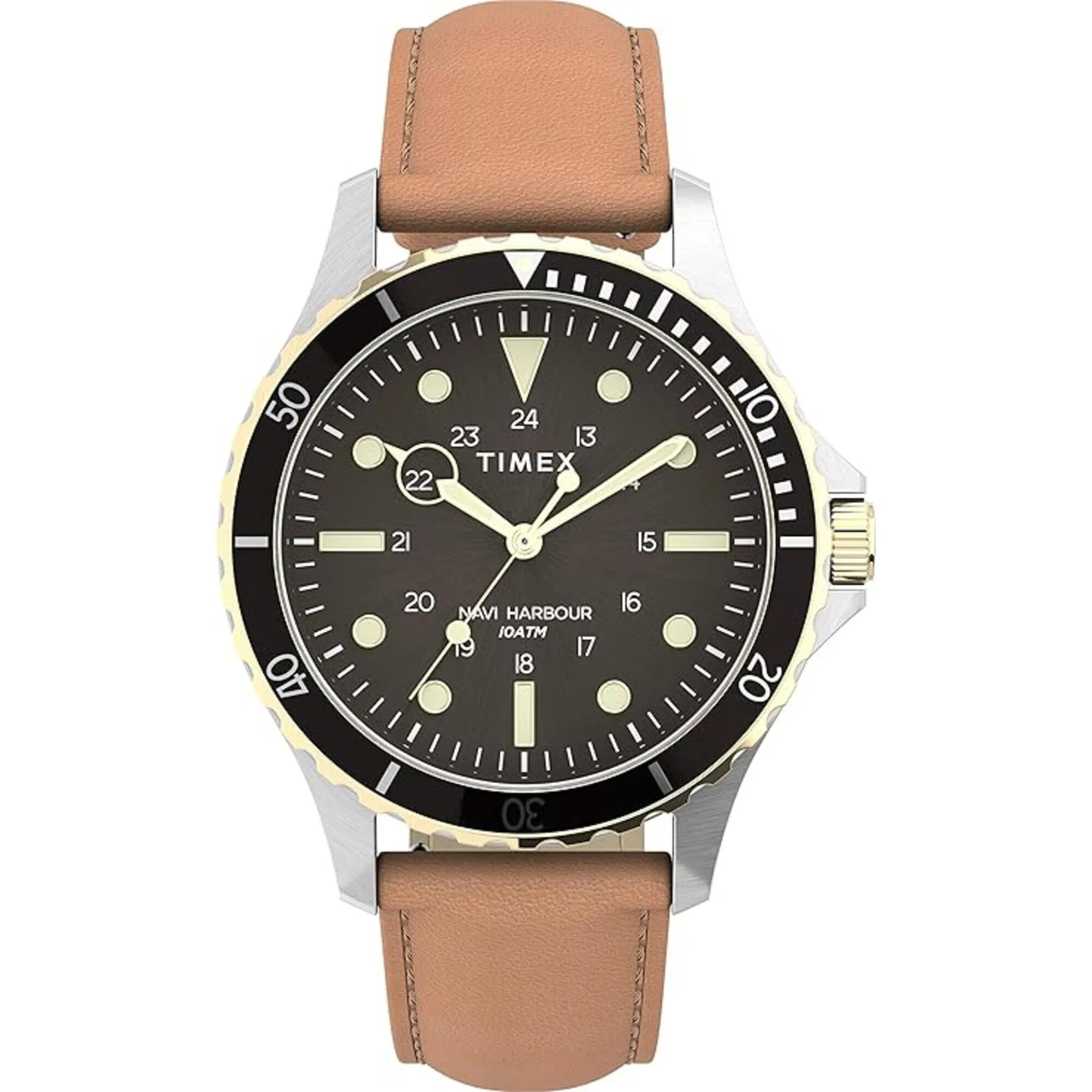 Timex Men's Watch - Navi XL Quartz Black Dial Tan Genuine Leather Strap | TW2U55600 Timex Watches