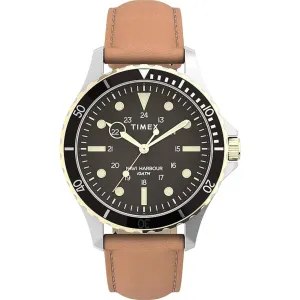 Timex Men's Watch - Navi XL Quartz Black Dial Tan Genuine Leather Strap | TW2U55600 Timex Watches