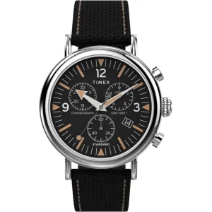 Timex Men's Watch - Standard Chronograph Black Dial Silver Brass Case | TW2V43700VQ Timex Watches