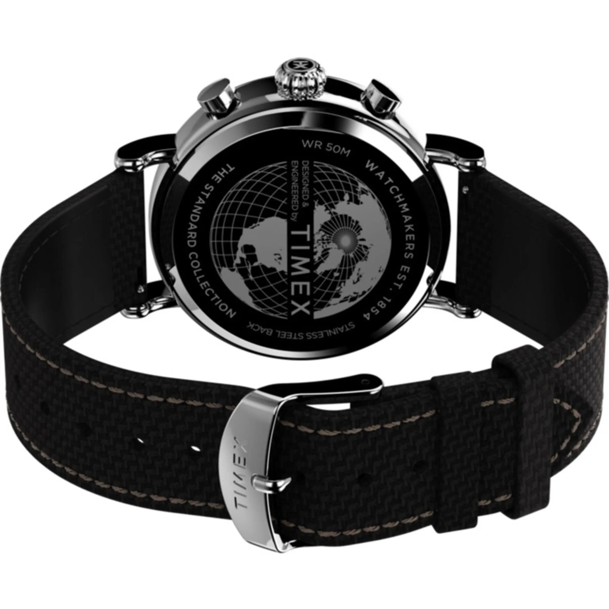 Timex Men's Watch - Standard Chronograph Black Dial Silver Brass Case | TW2V43700VQ Timex Watches