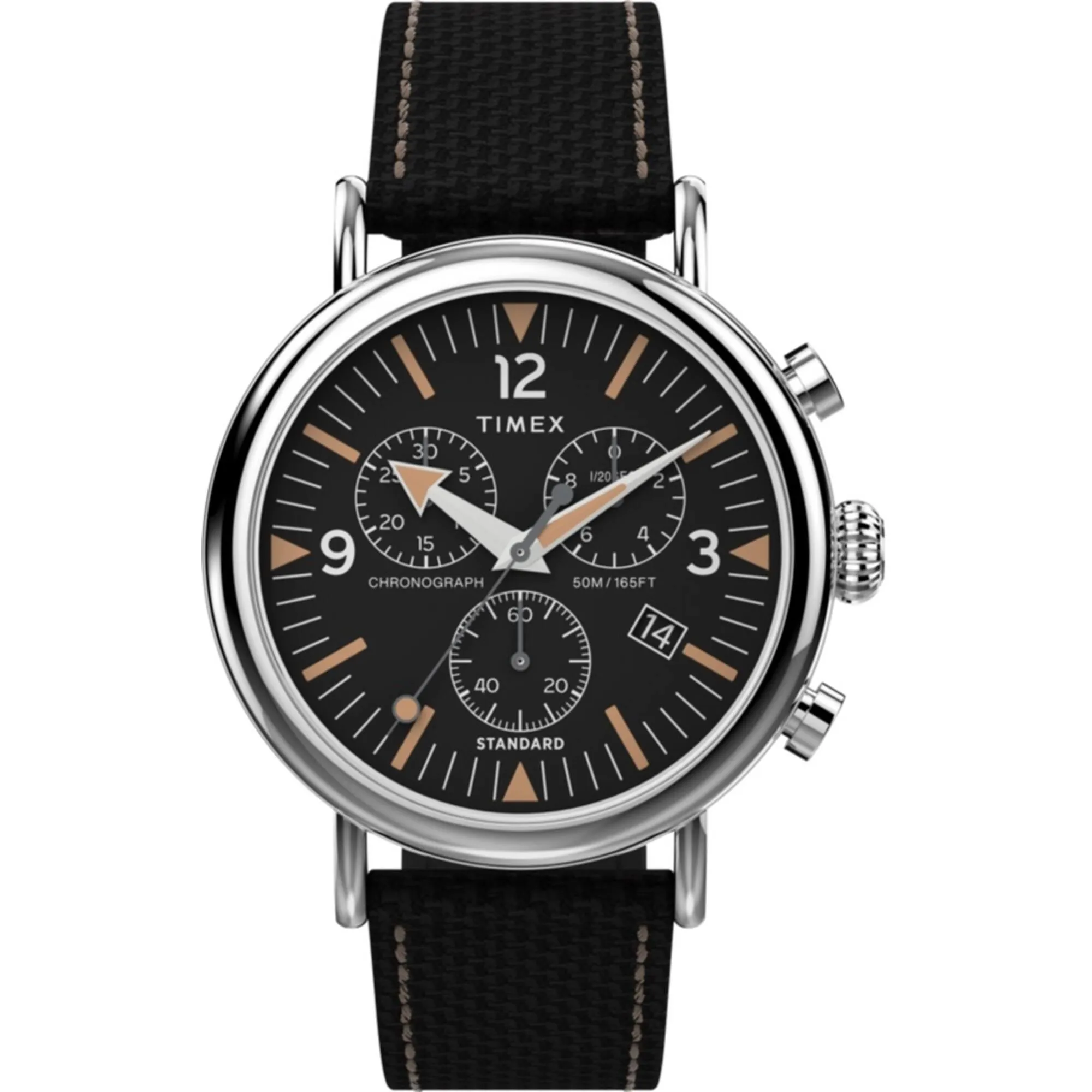 Timex Men's Watch - Standard Chronograph Black Dial Silver Brass Case | TW2V43700VQ Timex Watches