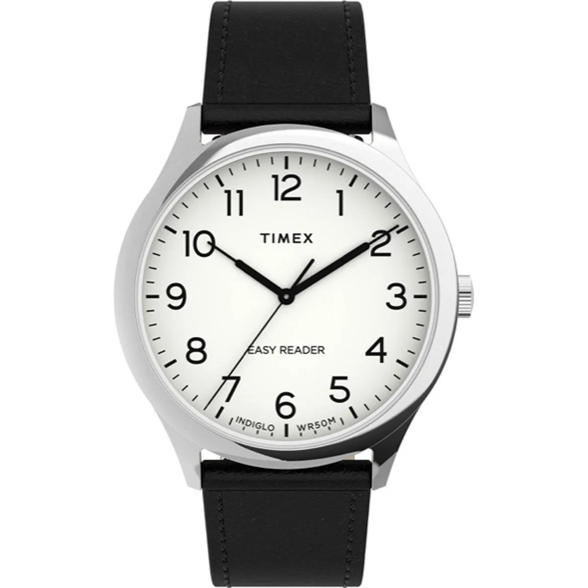 Timex Unisex Quartz Watch - Easy Reader White Dial Leather Strap | TW2U22100VQ Timex Watches