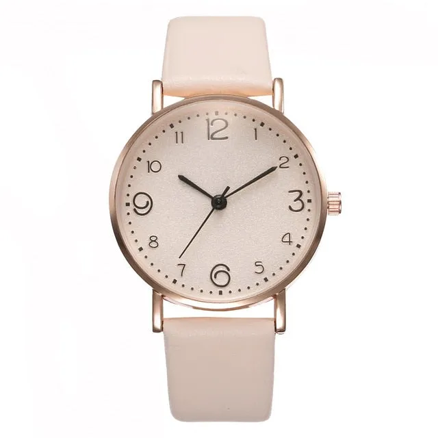 Top Style Fashion Women's Luxury Leather Band Analog Quartz Wrist Watch Golden Ladies Watch Women Dress Reloj Mujer Black Clock Fashion Nova Accessories