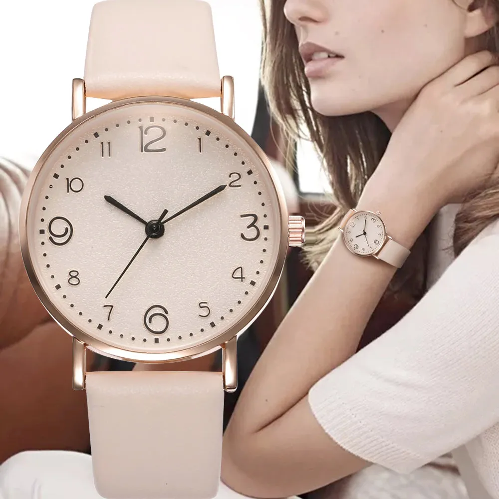 Top Style Fashion Women's Luxury Leather Band Analog Quartz Wrist Watch Golden Ladies Watch Women Dress Reloj Mujer Black Clock Fashion Nova Accessories
