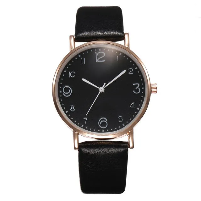 Top Style Fashion Women's Luxury Leather Band Analog Quartz Wrist Watch Golden Ladies Watch Women Dress Reloj Mujer Black Clock Fashion Nova Accessories