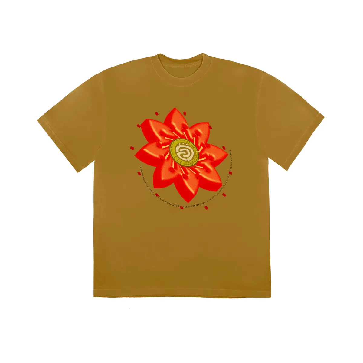 Travis Scott Cactus Jack Flower T-shirt Gold nike air max 90 classic design running shoes