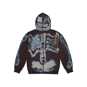 Travis Scott Cactus Jack For Fragment Skeleton Graffiti Full Zip Hoodie Multi nike air max 90 classic design running shoes