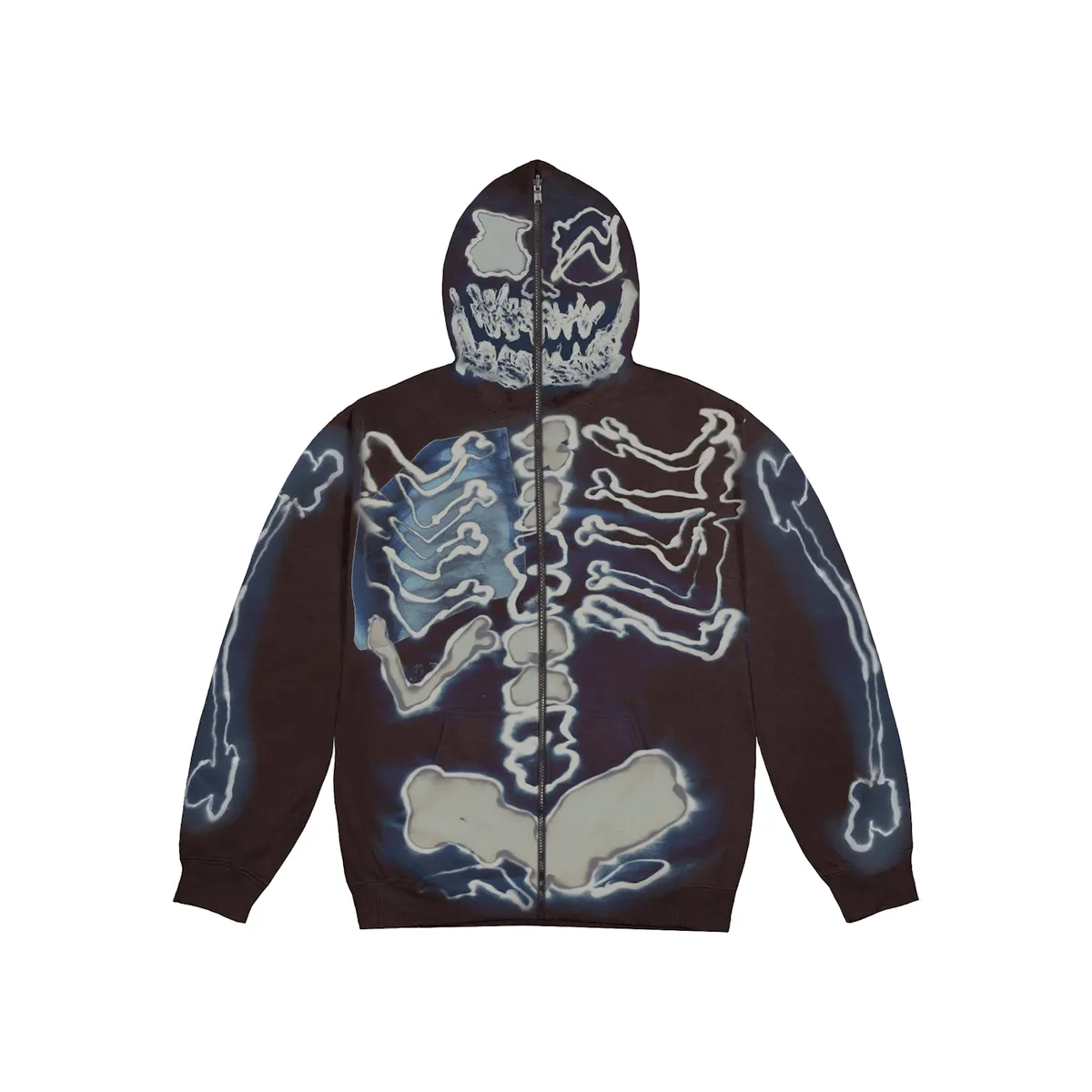 Travis Scott Cactus Jack For Fragment Skeleton Graffiti Full Zip Hoodie Multi nike air max 90 classic design running shoes