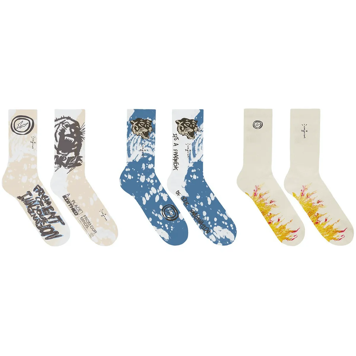 Travis Scott Cactus Jack For Fragment Socks Multi (3 Pack) nike air max 90 classic design running shoes