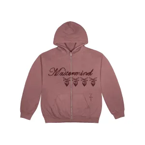 Travis Scott Cactus Jack For Mastermind Skull Zip Up Hoodie Washed Red nike air max 90 classic design running shoes