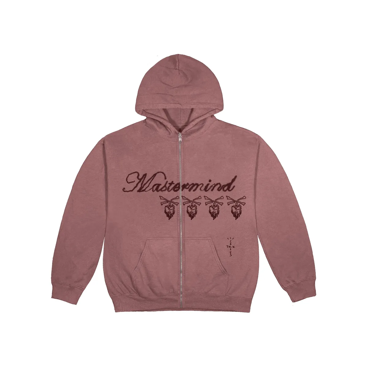Travis Scott Cactus Jack For Mastermind Skull Zip Up Hoodie Washed Red nike air max 90 classic design running shoes
