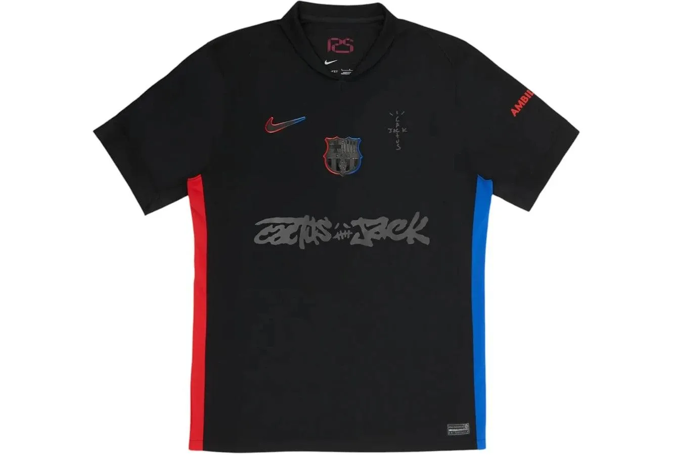 Travis Scott x FC Barcelona 2024/25 Match Away Cactus Jack Jersey Black nike air max 90 classic design running shoes