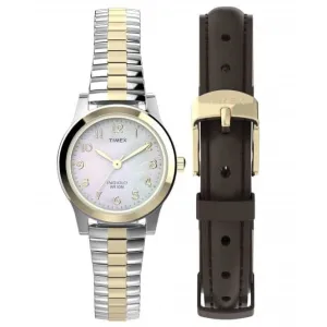 Two-Tone Gift Set with Brown Strap Watch TWG063400