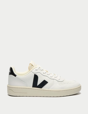V-10 Leather - White Black Veja womens shoes with sustainable materials