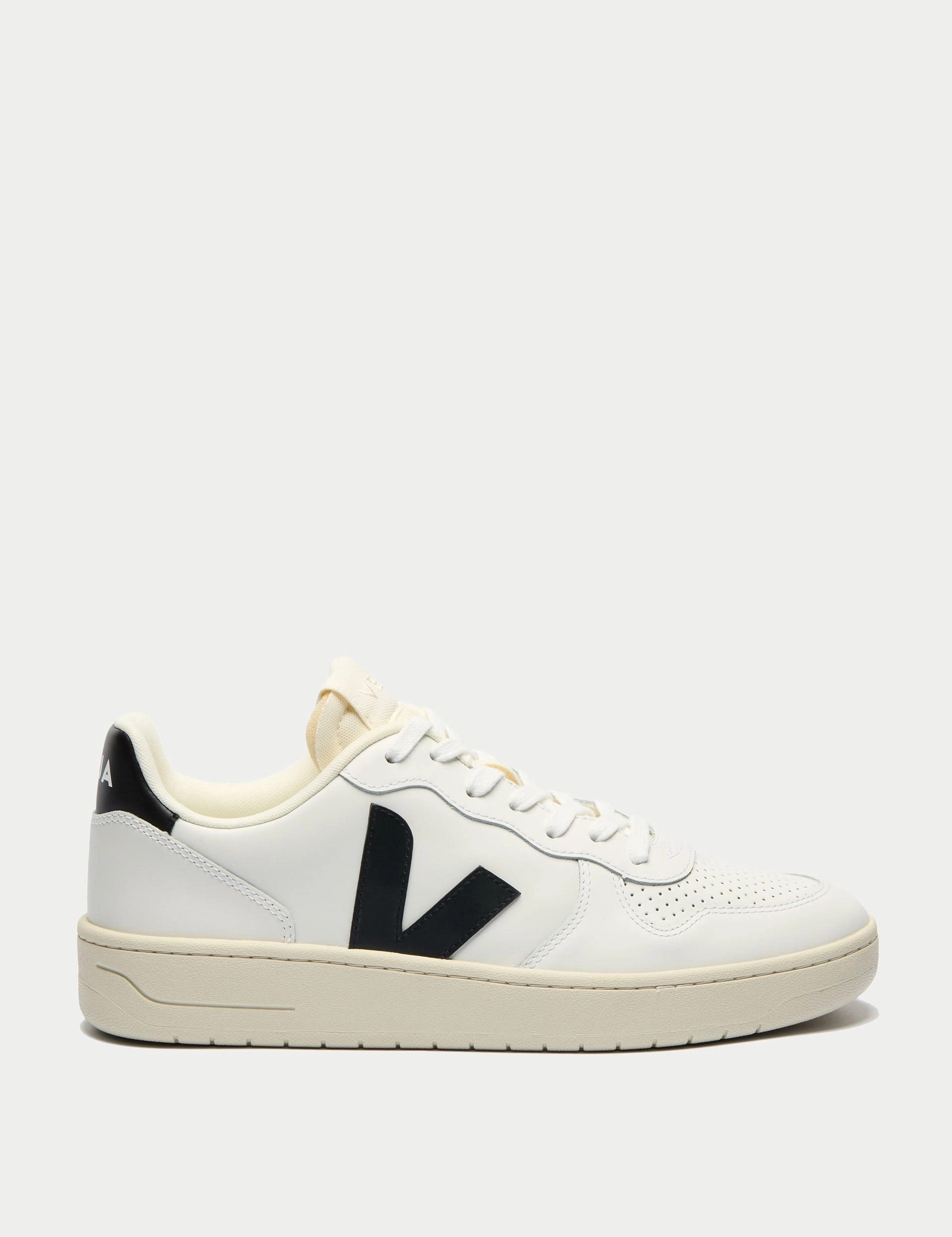 V-10 Leather - White Black Veja womens shoes with sustainable materials
