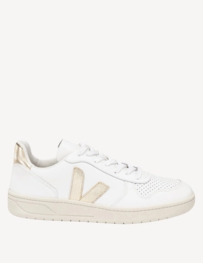 V-10 Leather - White Platine Veja womens shoes with sustainable materials