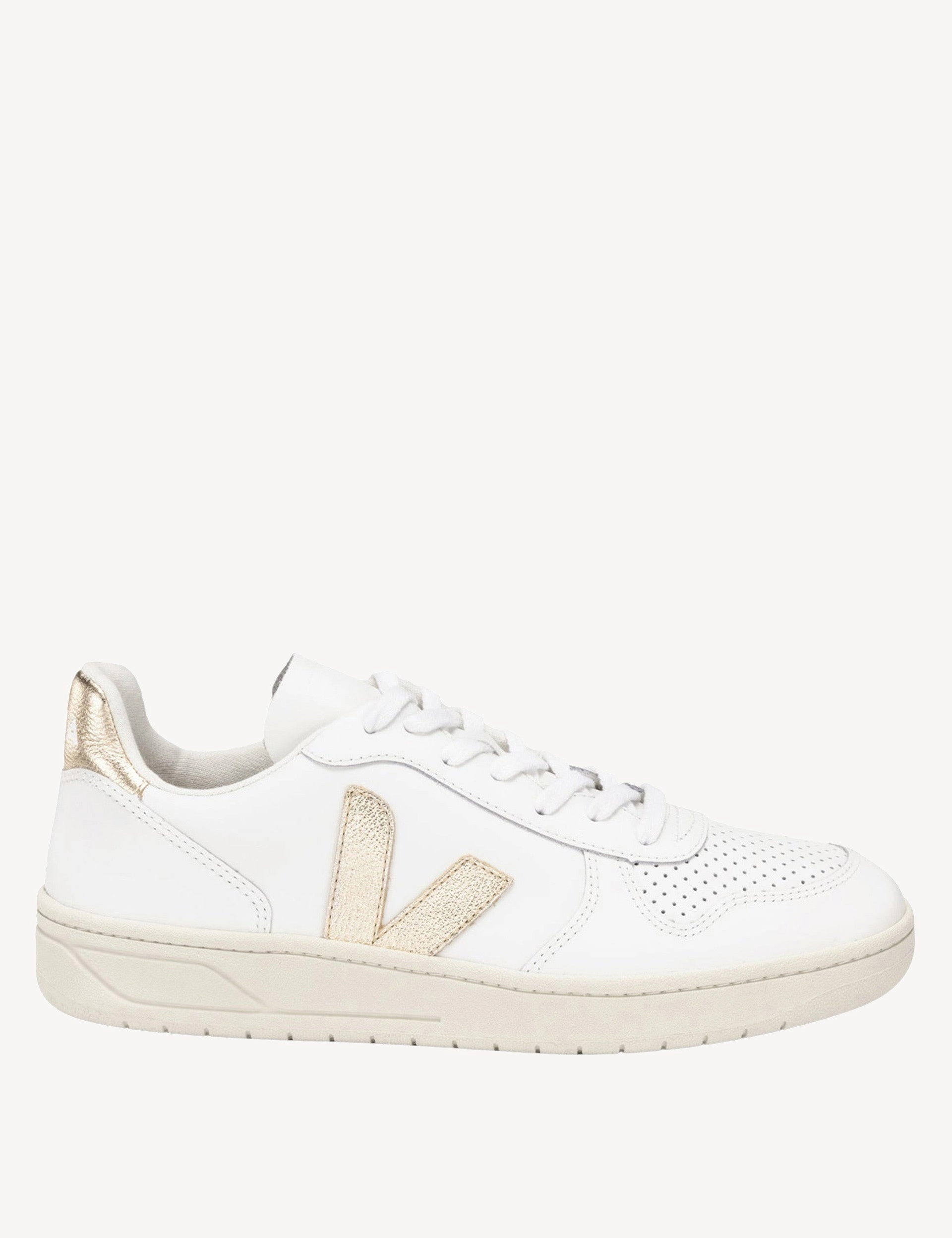 V-10 Leather - White Platine Veja womens shoes with sustainable materials