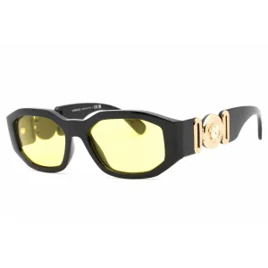 Versace Unisex Sunglasses - Black Geometric Plastic Frame Yellow Lens | 0VE4361 GB1/85 Versace Sunglasses