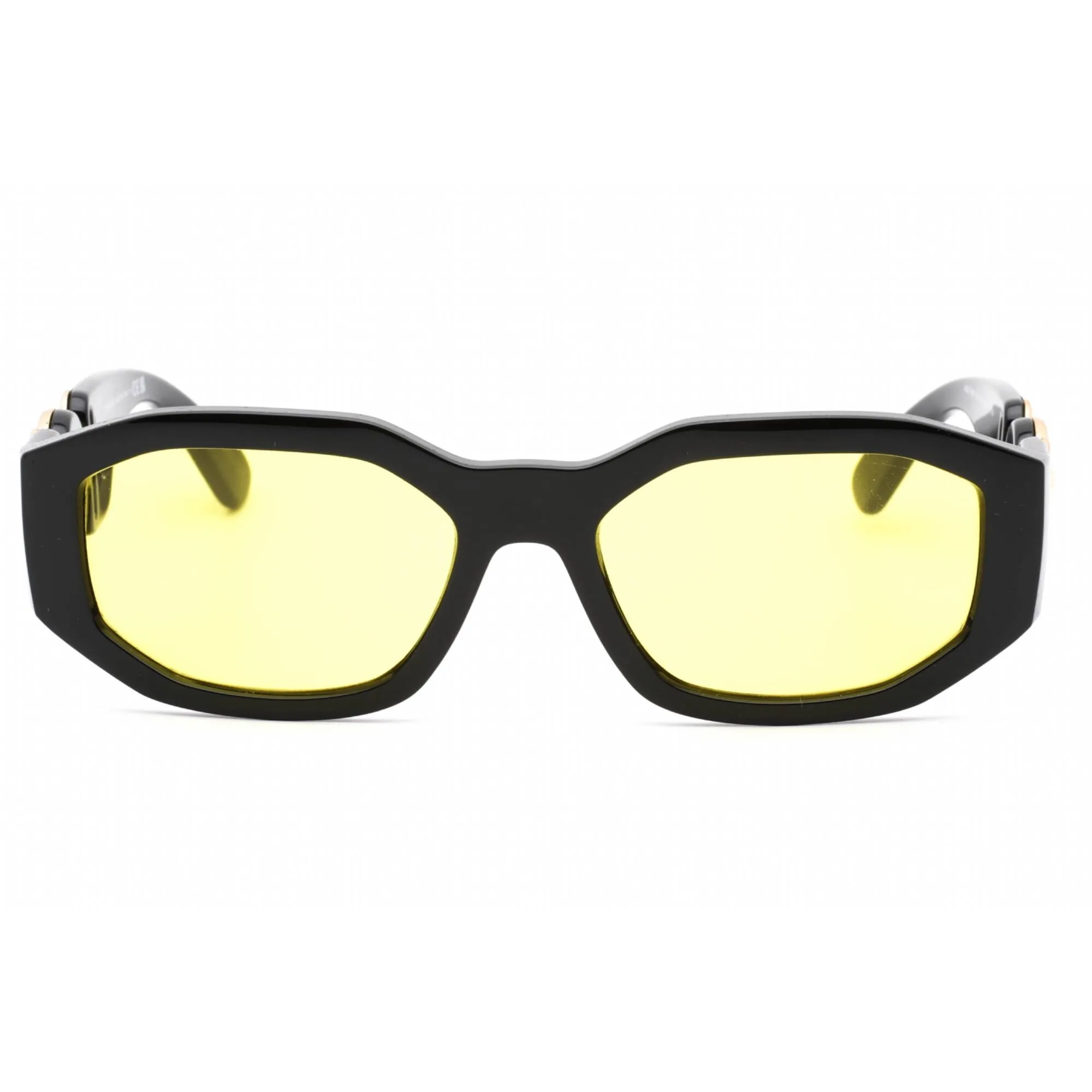 Versace Unisex Sunglasses - Black Geometric Plastic Frame Yellow Lens | 0VE4361 GB1/85 Versace Sunglasses