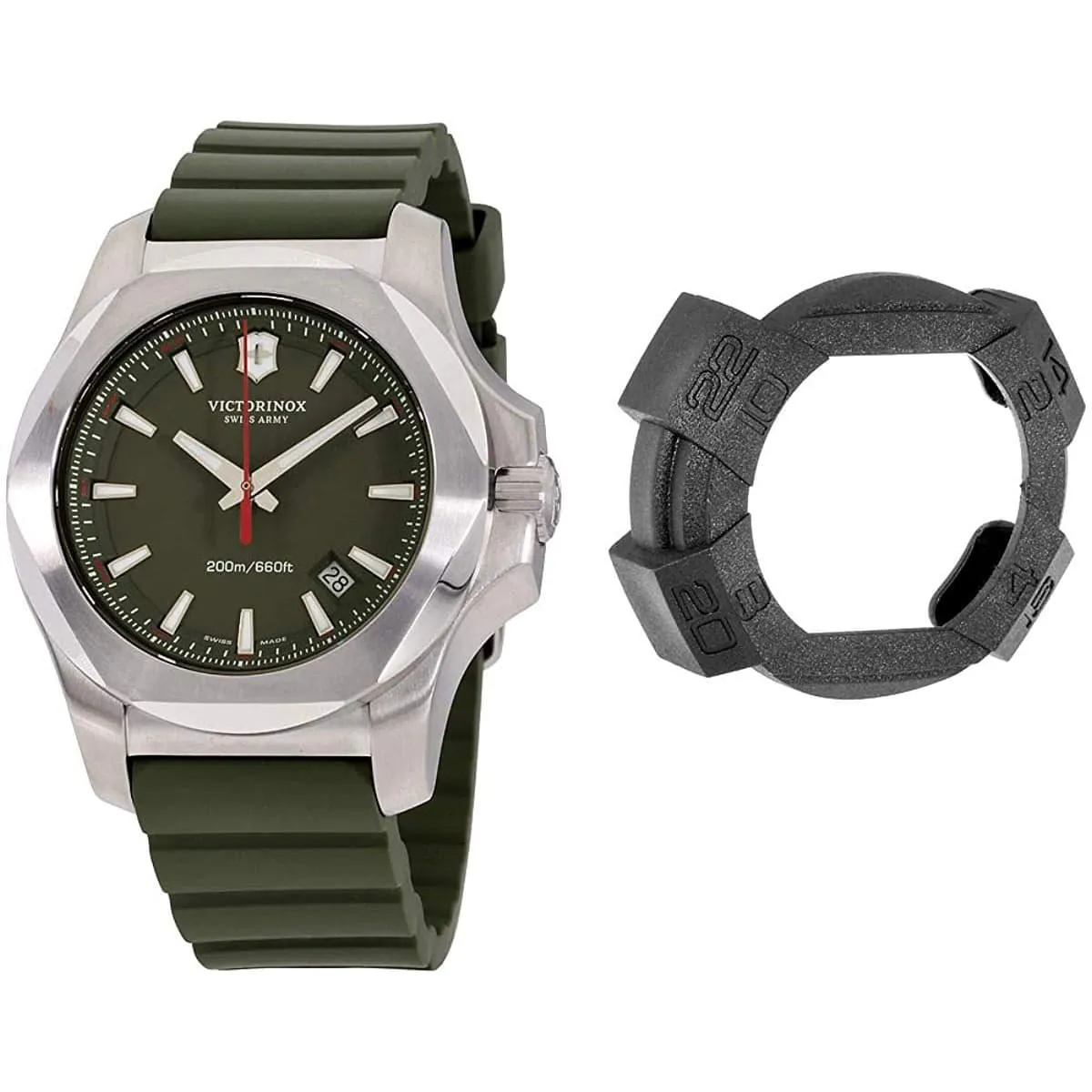Victorinox Swiss Army Men's Watch - I.N.O.X. Green Dial Rubber Strap | 241683.1 Victorinox Swiss Army Men's Watches