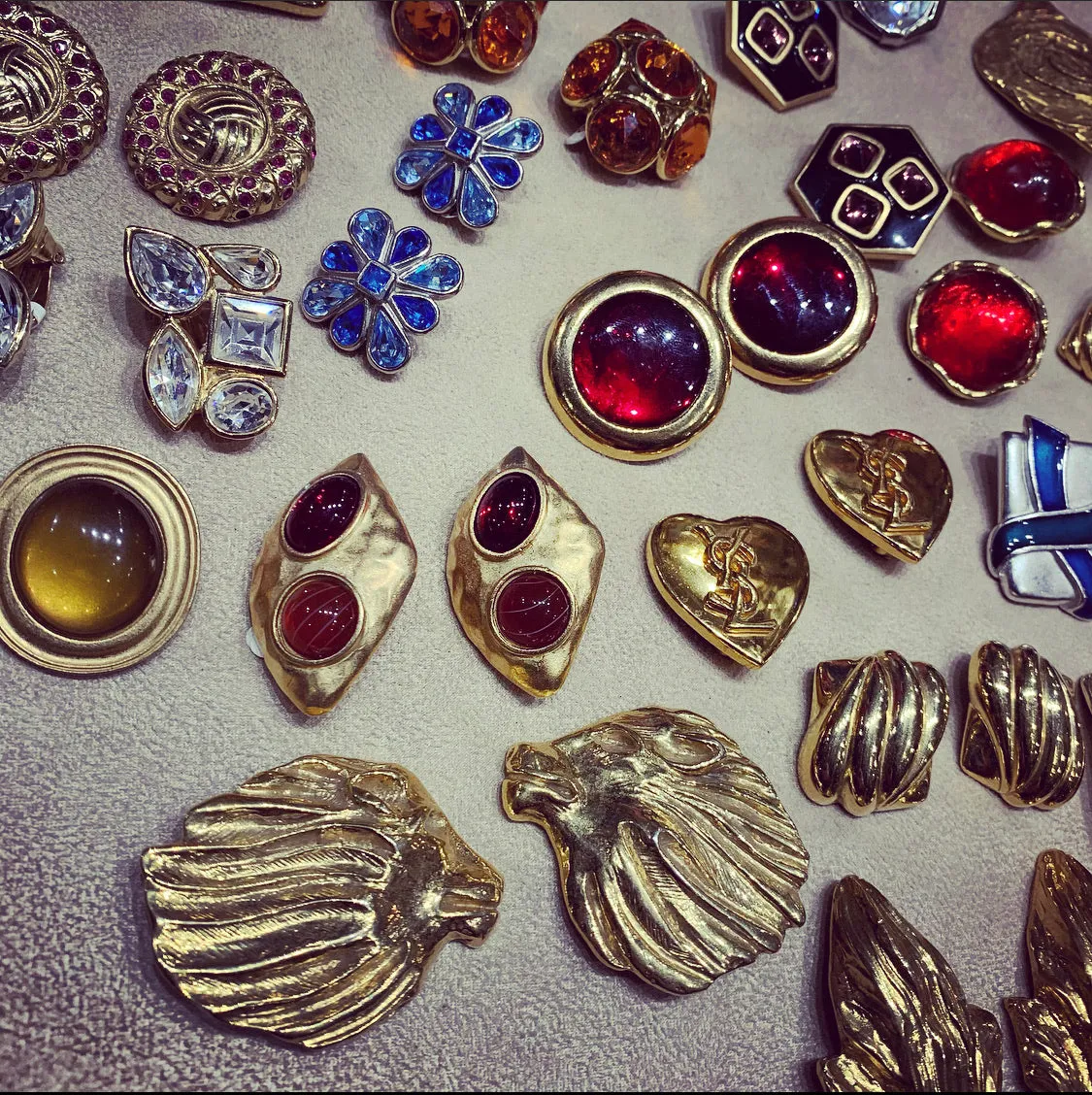 Vintage YSL Yves Saint Laurent Earrings Large Gold Lions