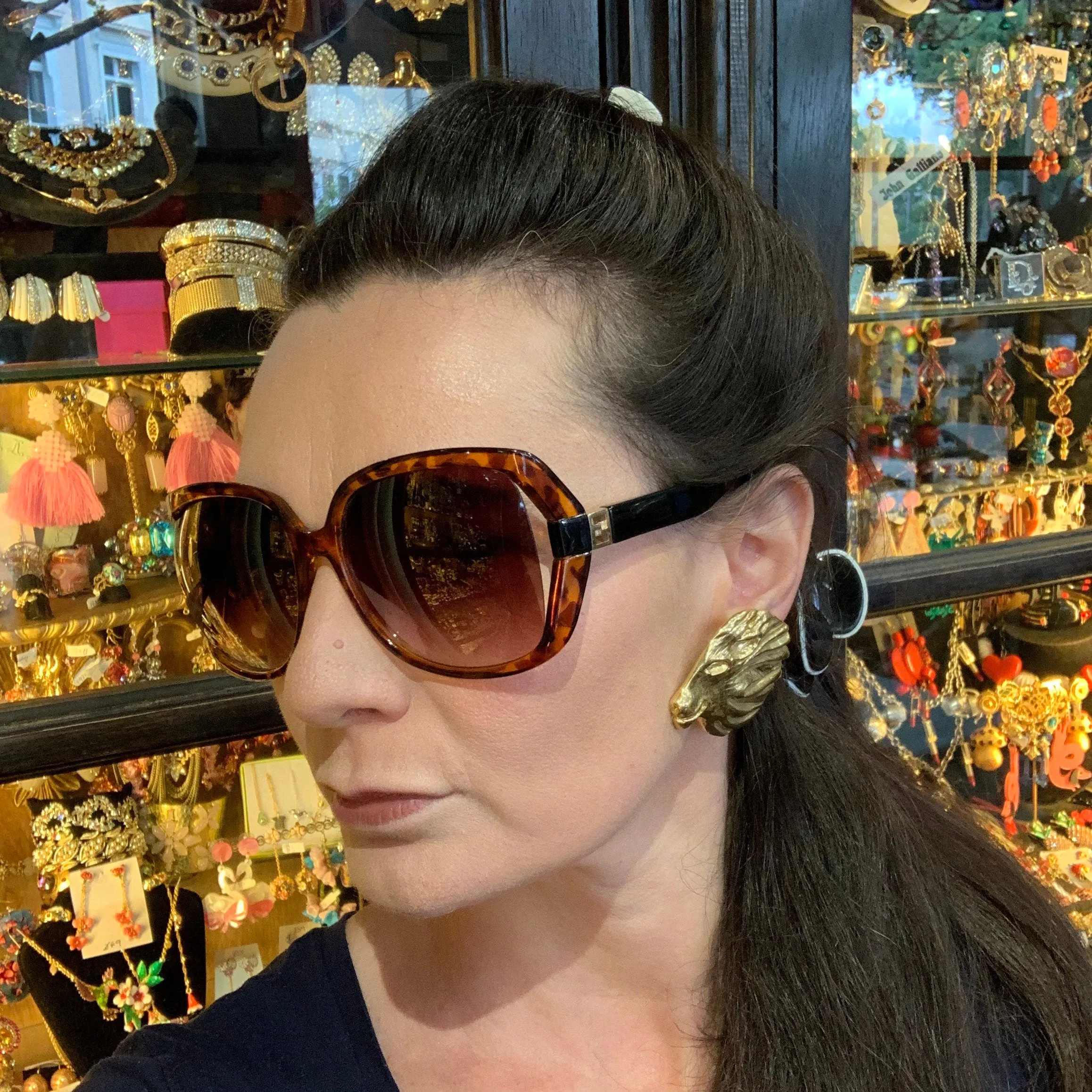 Vintage YSL Yves Saint Laurent Earrings Large Gold Lions