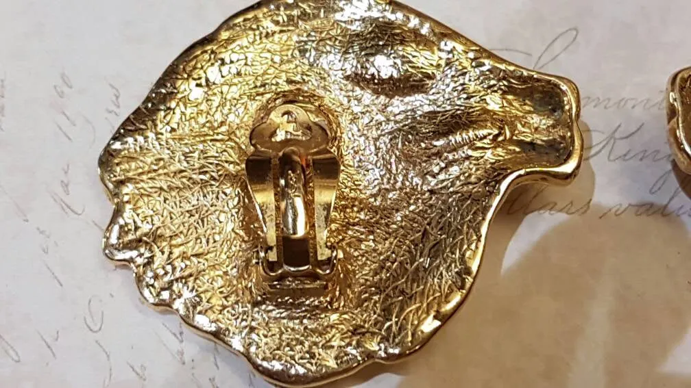 Vintage YSL Yves Saint Laurent Earrings Large Gold Lions