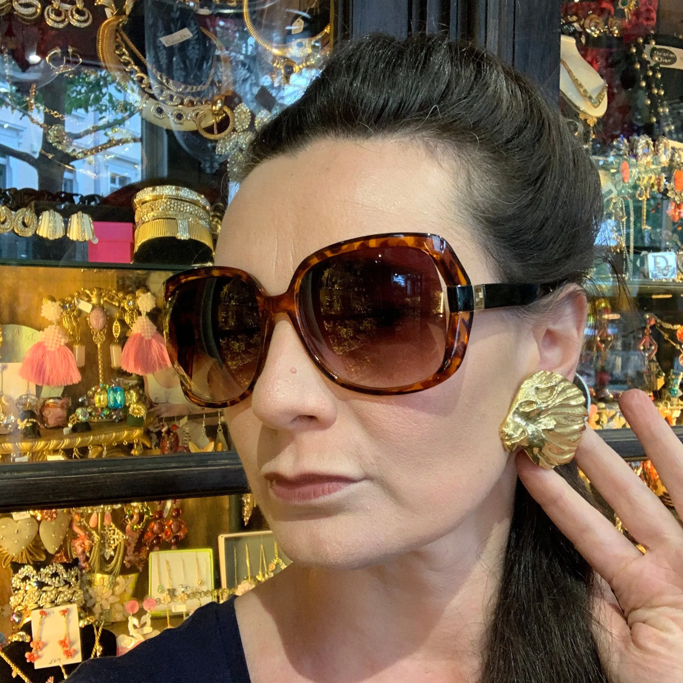 Vintage YSL Yves Saint Laurent Earrings Large Gold Lions