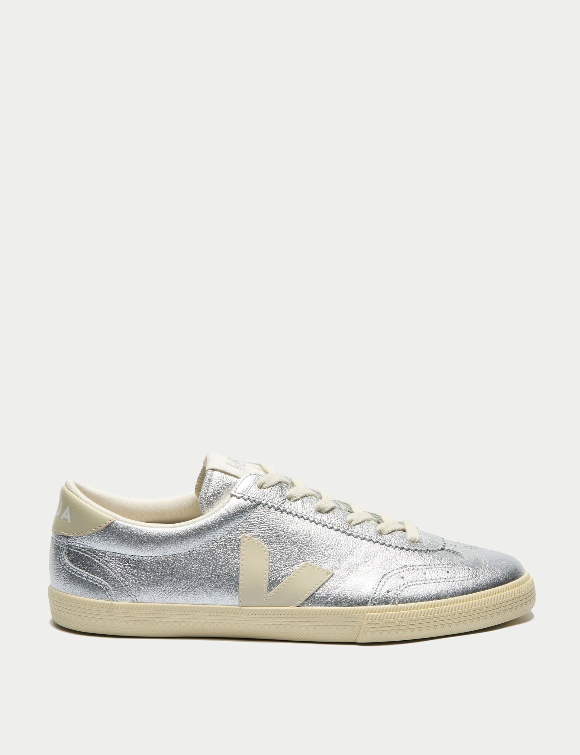 Volley Leather - Silver Pierre Veja womens shoes with sustainable materials