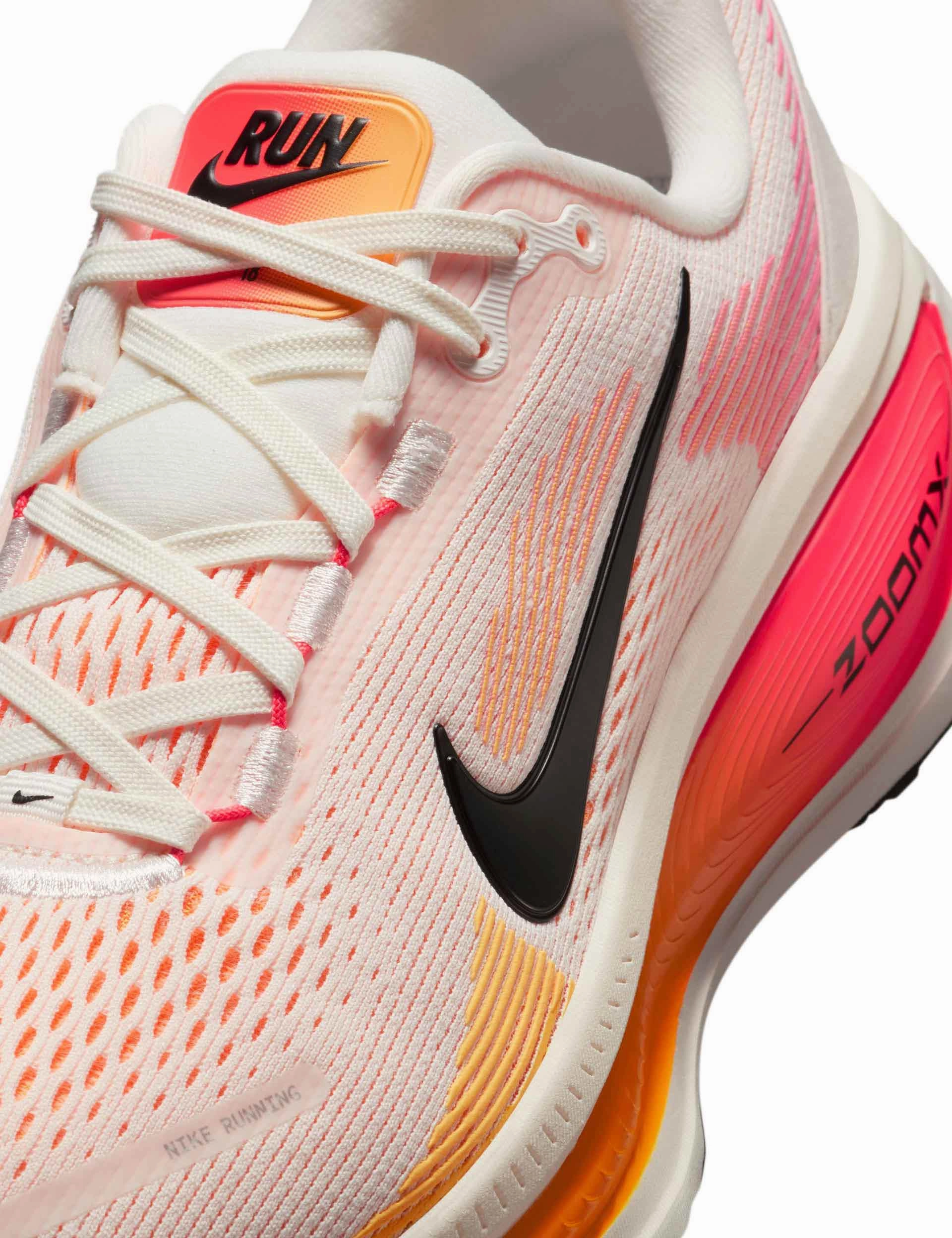 Vomero 18 Running Shoes - Sail/Bright Crimson/Laser Orange/Black Nike women's stylish athletic footwear