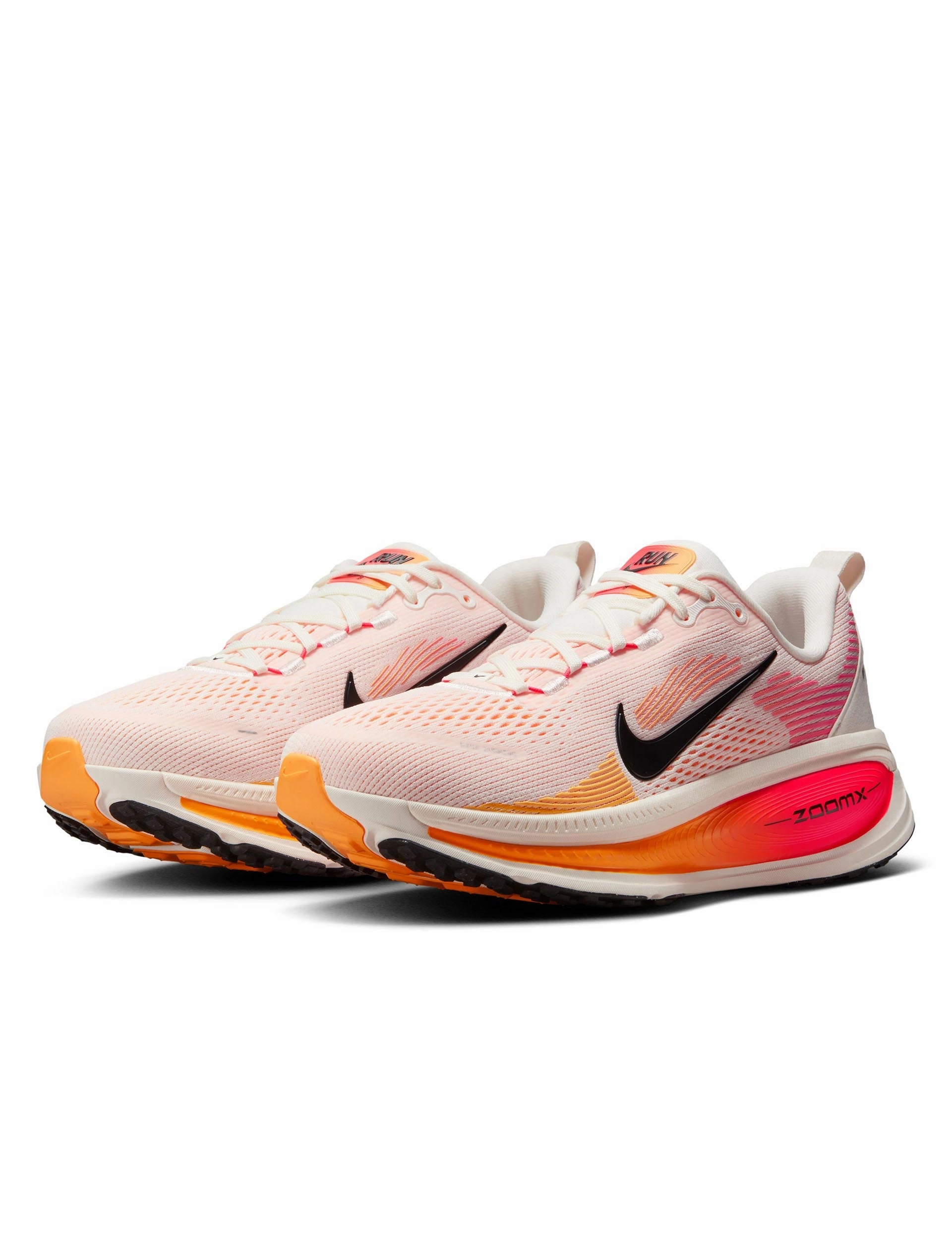 Vomero 18 Running Shoes - Sail/Bright Crimson/Laser Orange/Black Nike women's stylish athletic footwear